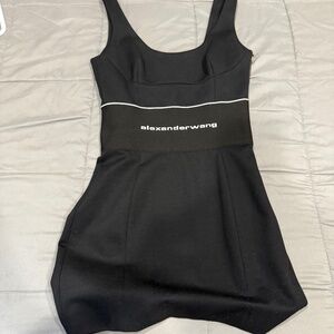 Alexander Wang Black Logo Elastic Bodycon with Side Zipper Dress